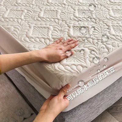 Padded Waterproof Bed Cover Single Piece Urine-proof Breathable Mattress Cover Thickened Dust-proof Bed Cover