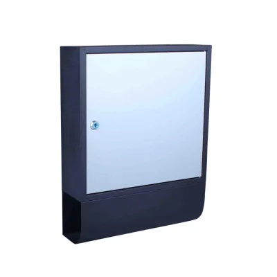 Outdoor Waterproof Lockable Metal Storage Box with Top Drop Slot, Free Standing Wall Mounted Mail Box