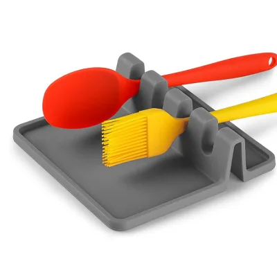 Heat Resistant Silicone Spoon Holder Kitchen Silicone Utensil Rest with Drip Pad for Kitchen Counter