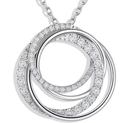 Interlocking Circle Pendant Necklace for Women Brass Chain Necklace Anniversary Valentine Day Gifts