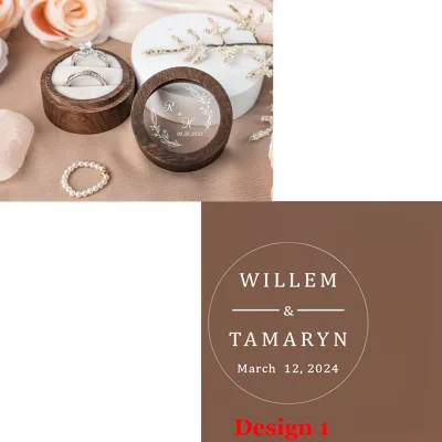 High-quality Personalized Wooden Wedding Ring Box Natural Walnut Jewelry Display Box Storage Holder for Earrings Rings Gift Boxs