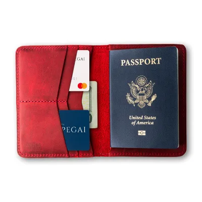 Wholesale Handmade Genuine Leather Travel Passport Cover Booklet Luxury Custom Business Card Holder