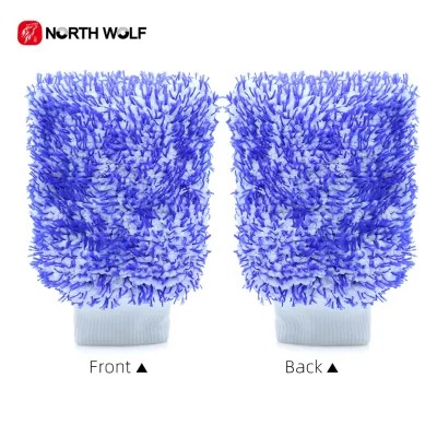 North Wolf Double Sided Microfiber Durable Car Wash Mitt Soft Lint Free Scratch Free Rich Foam Auto Detailing Glove