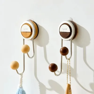 Double Ball Strong Suction Cup Hooks Eco-Friendly Multifunction Stainless Steel Wall Mounted Kitchen No Drilling Self Hook