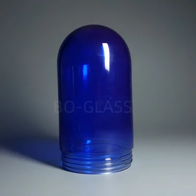 Solid Cobalt Blue Clear Capsule Glass Shade with External Thread