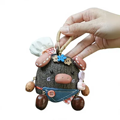 Cloud-Healing Animal-Shaped Fruit Shell Rattle Bag Charm Handmade Pendant Bell Keychain AccessoryNiche Original Design