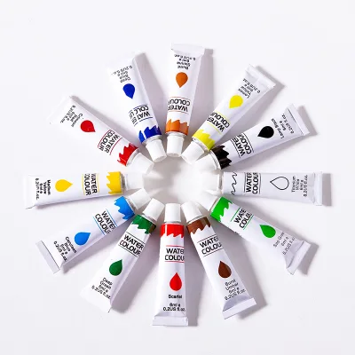 Wholesale 12 Colors 6ml Aluminum Tubes Kids Watercolor Paint Set for Kids Painting