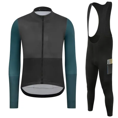 Customized Winter Thermal Fleece Cycling Kit Men's Cycling Jersey Set Long Sleeves Jersey Bike Pants Cycling Clothing Suit