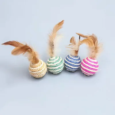 Real Feather Sisal Rope Squeaky Chew Toy for Cats Interactive Hanging Mouse Wand Endless Chase Pounce Durable Indoor/Outdoor Pet