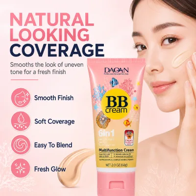 Wholesale 6-in-1 BB Cream Tinted Moisturizer Lightweight Face Makeup Foundation Hydrating Natural Finish Mineral Collagen 60g