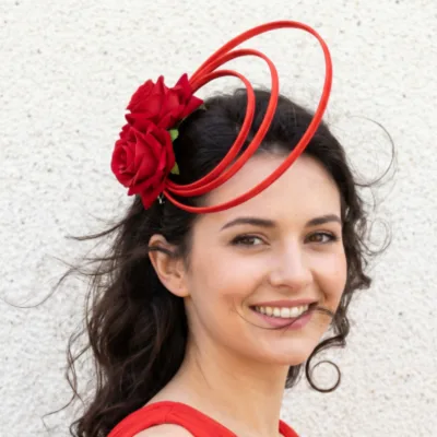 Woman creative bow hair accessories linen personalized bridal wedding banquet prom feather headwear for party horse racing