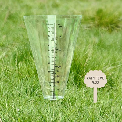 Garden Weather Rain Gauge  Garden Outdoor Transparent Clear Plastic Conical Rain Gauge Meter Rainfall Measuring Cup