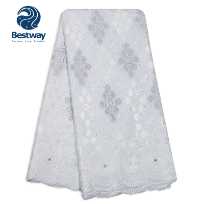 2019 White Swiss Voile Lace New Fashion African Voile Lace High Quality Embroidery 100% Cotton Lace for Wedding Dresses SL0473