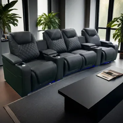 Stylish Leather Multi-Seat Electric Lift Chair for Home Cinemas and Hotels Easy to Use for Watching Movies in Comfort