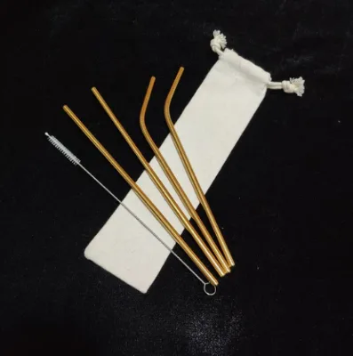 Food Grade Ss304 Stainless Steel Drinking Straws With Cleaning Brushes Reusable Drinking Straw