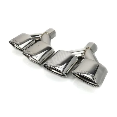 1 Pair 304 Stainless Steel Y Type Dual Oval Exhaust Tip for benz W204C-class Modification Muffler Four-out Tail Nozzle