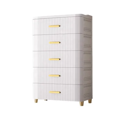 45 CM Light Luxury Stripe Shelf Room Shelves Plastic Storage Cabinet Household Drawer Cabinet