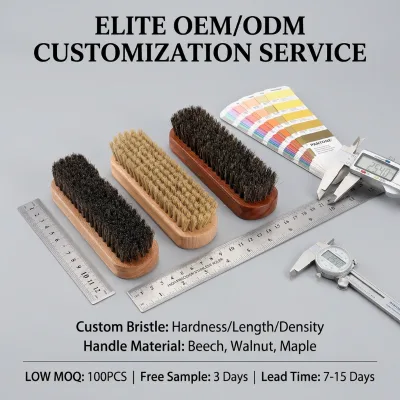 Wholesale Premium Wood Horse Hair Bristle Sneaker Shoe Brush Rubber Suede-Mini Wooden Shoe Cleaning Brush Long Handle Portable