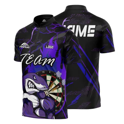 High Quality Custom Mens T Shirt 1/4 Zipper Darts Club Sublimation Jerseys Breathable Knitted Body Neck Collar Quick DRY
