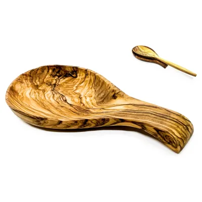 Olive Wooden Spoon Rest Cooking Spoon Holder Organizer Heat-Resistant Wood Utensil Rest, Spoon Holder