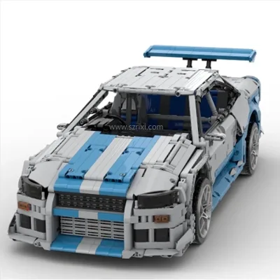 MOC2034 1:8 Scale Skyline Moc GT-R R34 Supercar Motorsport Model Children's Toy Building Blocks Sets
