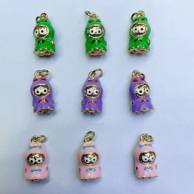 New Cute 18k Gold Plated Colorful Enamel Doll Pendant Wholesale