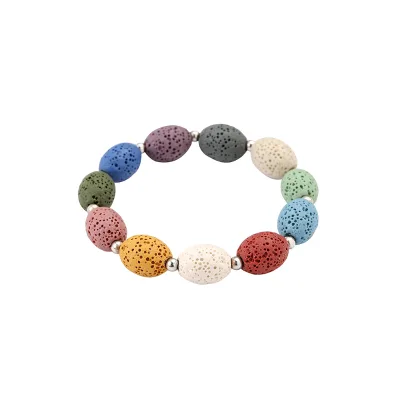 Personality Fashion Children's Vintage Hip Hop Style Color Geometric Volcanic Stone Adjustable Bracelet-Guohe Brand Third Party