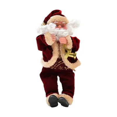 Santa Claus Christmas Decorations Red Xmas Doll Polyester Santa Claus Ornament with Drum for Kid Gifts Christmas Decor Doll