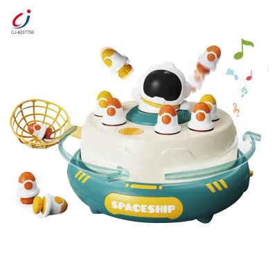 Chengji 2 in 1 Fishing Toy Rocket Launcher Bouncing Turntable Pop-up Disc Catching Game Electric Funny Musical Table Fishing Toy