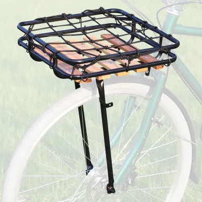 4OEM Bicycle Universal Front Basket Metal Basket with Mesh Pocket Screw Fixed Front Basket