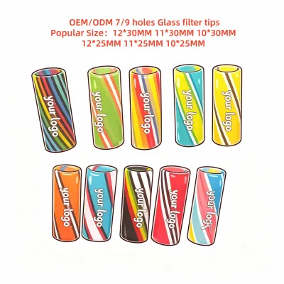 Custom logo Handmade Glass Crafts Reusable Multi Colors 7 Holes 9 Holes 10mm 11mm 12mm Spiral Vortex Tips Glass Tube