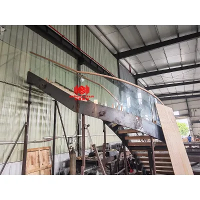 Heavy Duty Modern Curved Stairs Custom Prefabricated Metal Arc Staircase for Showroom Office