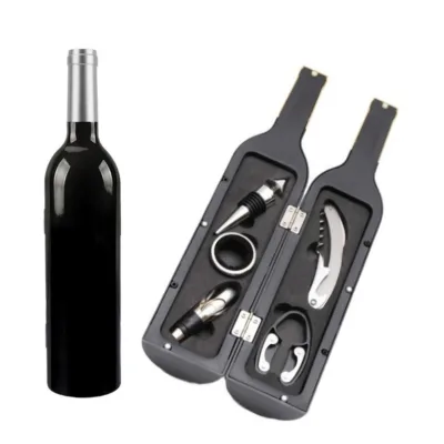 Direct Manufacturer In-stock Stainless Steel Silver-head Large Wine Bottle Five-piece Set Wine Opener Stopper American Style FEI