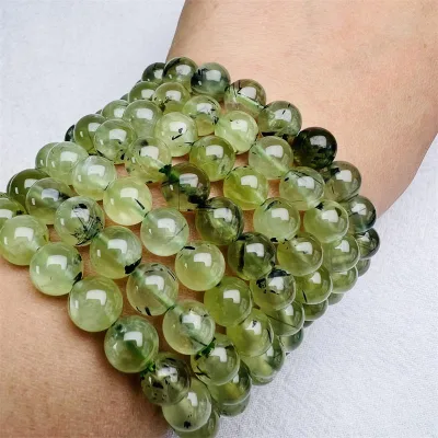 Natural Healing Stone Bead Bracelet Ladies Jewelry Prehnite Gemstone Personalised Bracelet