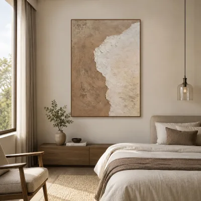 Neutral Wabi-Sabi Beige Textured Canvas Art House Hotel Decoration Interior Decorative Arts Large Still Life Custom Artwork