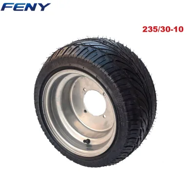 205/30-10 235/30-10 ATV Flat Tire with Steel Rim 10 Inch Low-Profile Tubeless Wheel for Go Kart/Amusement Equipment