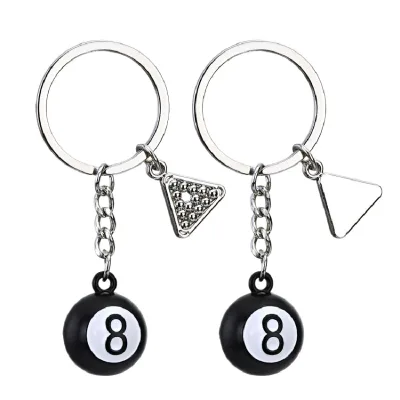 Promotion Hot Sale Cheap Price Luck Dice Bowling Billiards Snooker Ball Key Chain Mini Black 8 Ball Metal Keychain Custom Logo
