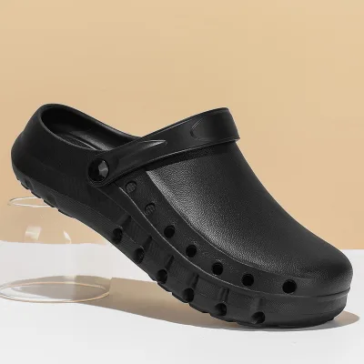 Unisex Black Breathable Anti-Slip EVA Chef Shoes Baotou Outdoor Casual Work Shoes