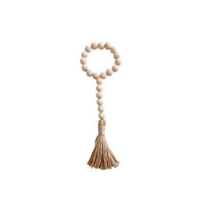Tailai Farmhouse Beads Wood Bead Garland with Tassels Rustic Country Decor Prayer Boho Beads Big Wall Hanging Decor