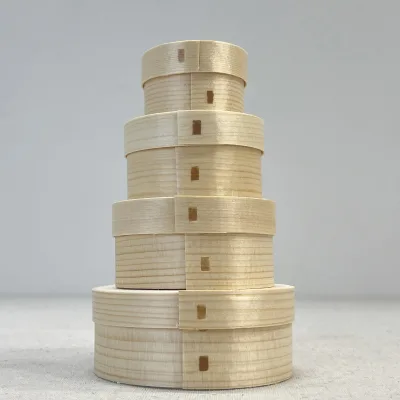 Round Wooden Cheesecake Packing Box with Lid & Paper Tray for Bakery Food Storage Cheesecake Storage Container