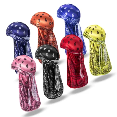 Wholesale Cheap Price High Quality Extra Long Straps Silky Satin Bandana Durags for Men