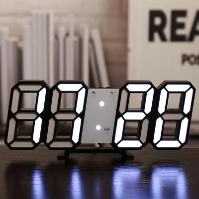 Digital Led Wall Clock Usb Operated Blue/white Light 12h/24h Display Adjustable Luminance Snooze Function Digital Alarm Clock