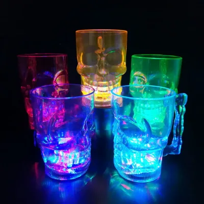 Christmas Pary Even Custom Light up Skull Cup Plastic 400ml 600ml LED Glowing Cups for Drinking