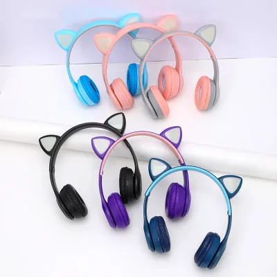 Wholesale P47M Cat Wireless Over-Ear Headset with RGB Lighting Low Power Immersive Experience Waterproof LED Battery Indicator