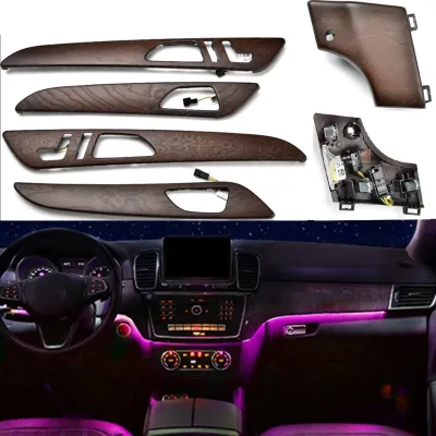 12 Color Ambient Lamp for Mercedes-Benz GLE W166 Atmosphere Light GLS X166 2015-2018 Atmosphere Light Door Brown Ash Wood Panel