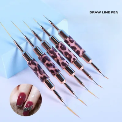 High Quality Nylon Hair Acrylic Nails Brush Tools Acrylic Double Headed Nail Art Liner Brushes