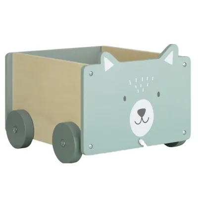Cute Cartoon Animal-Shaped Baby Toy Storage Box Portable Bookshelf with Wheels and Leash Living Room Birthday Gift for Children