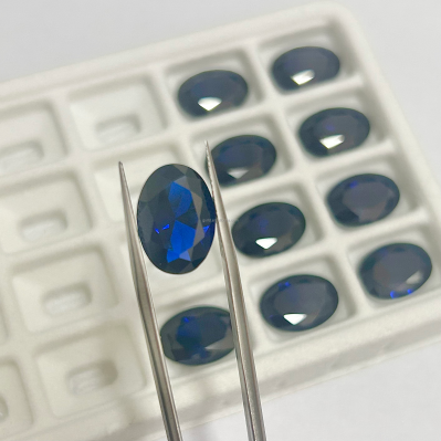Sapphire Blue Nano Loose Gemstone Sapphire Stone 6*8mm to 12*14mm Big Size Hydrothermal Sapphire Gems Dark Blue Nano Stone
