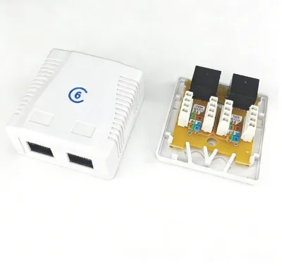 RJ45 CAT6A/CAT6/CAT5E ABS Dual Port UTP Surface Mount Box for Network Cable Installation Box