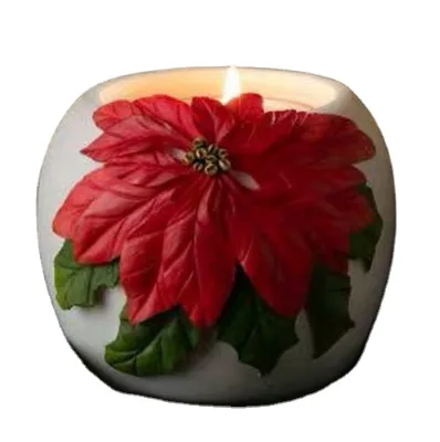 Christmas Poinsettia Candle Holder Polyresin Tea Light Holder Christmas Flowers Candle Holder